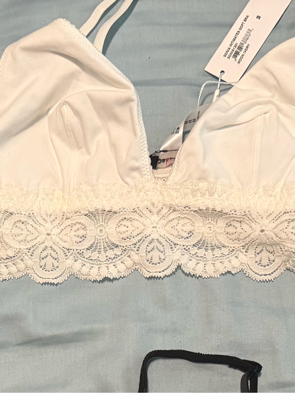 Cosabella Soft Bra White Lace-Trim Wireless Bralette Med Moon Ivory - Picture 3 of 3